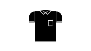 Black Polo shirt icon isolated on white background. 4K Video motion graphic animation.