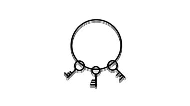 Black Old keys icon isolated on white background. 4K Video motion graphic animation.
