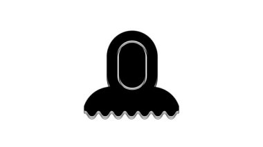 Black Medieval hood icon isolated on white background. Hooded sweatshirt. 4K Video motion graphic animation.