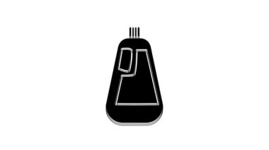Black Plastic bottle for liquid laundry detergent, bleach, dishwashing liquid icon isolated on white background. 4K Video motion graphic animation.