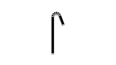 Black Drinking plastic straw icon isolated on white background. 4K Video motion graphic animation.