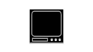 Siyah Elektronik ölçek simgesi beyaz arkaplanda izole edildi. Ağırlık ölçüm aletleri. 4K Video hareketli grafik canlandırması.