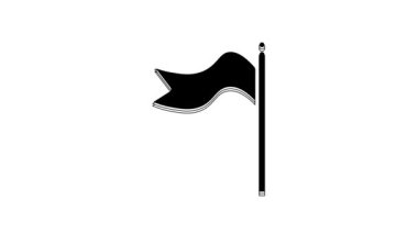 Black Meteorology windsock wind vane icon isolated on white background. Windsock indicate the direction and strength of the wind. 4K Video motion graphic animation.