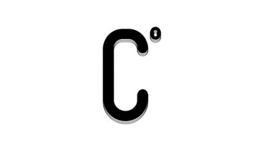 Siyah Celsius simgesi beyaz arkaplanda izole edilmiş. 4K Video hareketli grafik canlandırması.