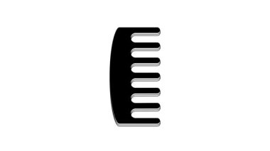 Beyaz arkaplanda siyah saç fırçası simgesi izole edildi. Taraklı saç işareti. Berber sembolü. 4K Video hareketli grafik canlandırması.