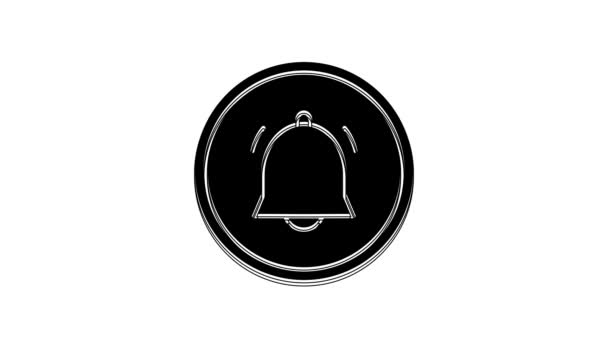 黒丸ボタンと白の背景に隔離されたチャット通知アイコン 新しいメッセージ ダイアログ チャット ソーシャルネットワークの通知 4Kビデオモーショングラフィックアニメーション — ストック動画