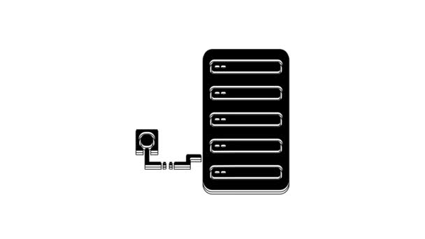 Black Server Icon Isolated White Background Adjusting App Service Concept — стоковое видео