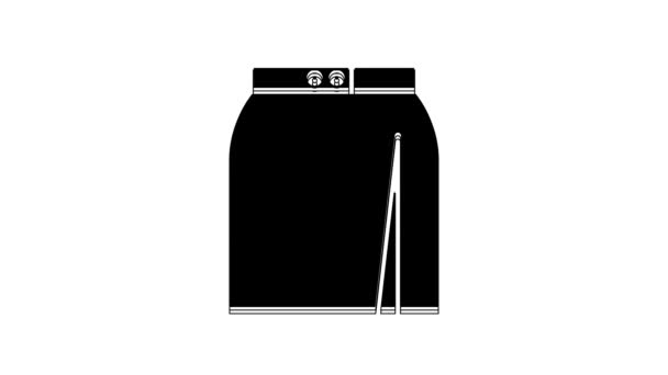 Icono Falda Negra Aislado Sobre Fondo Blanco Animación Gráfica Vídeo — Vídeos de Stock