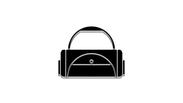 Black Sport Bag Icon Isolated White Background Video Motion Graphic — Stockvideo
