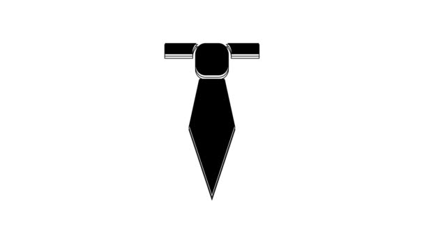Icono Corbata Negra Aislado Sobre Fondo Blanco Símbolo Corbata Paño — Vídeo de stock