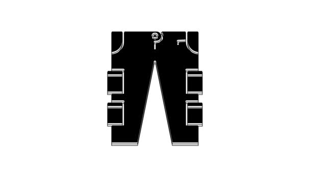 Black Cargo Pants Icon Isolated White Background Video Motion Graphic — Stockvideo