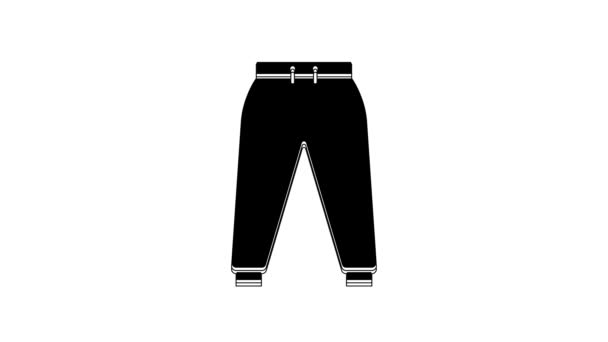 Black Sport Pants Icon Isolated White Background Video Motion Graphic — Stockvideo