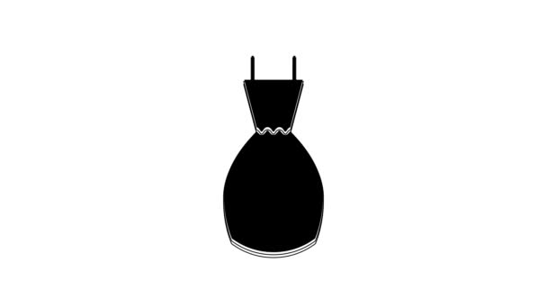 Czarna Kobieta Sukienka Ikona Izolowane Białym Tle Znak Ubrania Animacja — Wideo stockowe