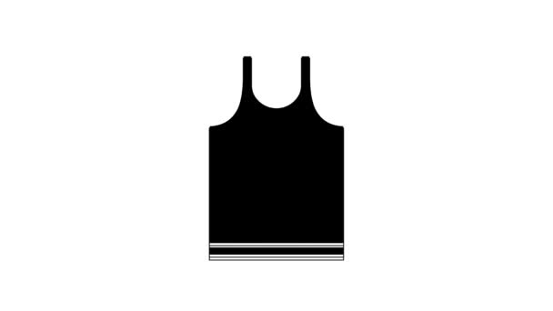 Camiseta Negra Sin Mangas Icono Aislado Sobre Fondo Blanco Animación — Vídeo de stock