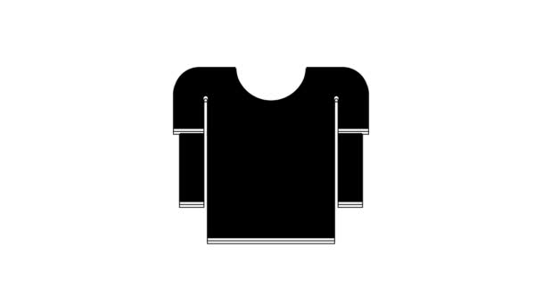 Camisa Negra Manga Larga Icono Aislado Sobre Fondo Blanco Animación — Vídeos de Stock