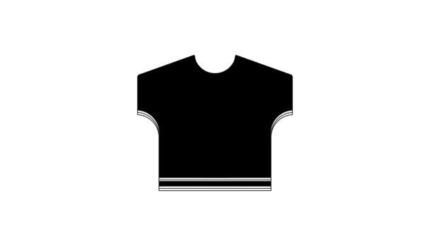 Camiseta Negra Icono Aislado Sobre Fondo Blanco Animación Gráfica Vídeo — Vídeos de Stock