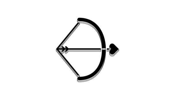 Icono Flecha Arco Negro Aislado Sobre Fondo Blanco Símbolo Cupido — Vídeo de stock