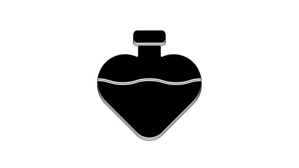Bottiglia Nera Con Icona Pozione Amore Isolato Sfondo Bianco Simbolo — Video Stock