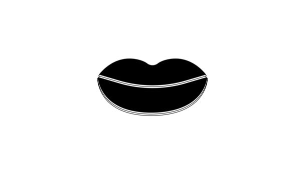 Zwarte Glimlachende Lippen Pictogram Geïsoleerd Witte Achtergrond Glimlach Symbool Video — Stockvideo