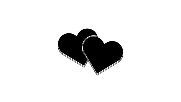 Ikona Black Heart Izolované Bílém Pozadí Romantický Symbol Spojený Spojený — Stock video