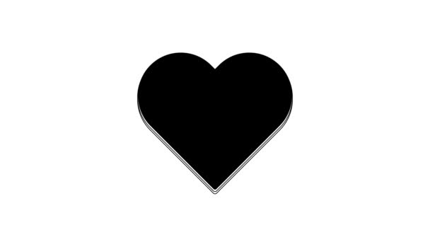 Black Heart Ikonen Isolerad Vit Bakgrund Romantisk Symbol Länkad Passion — Stockvideo
