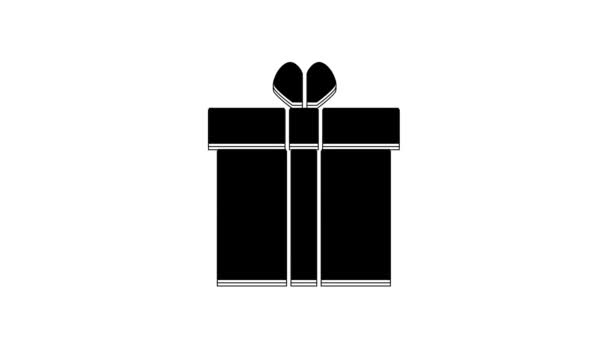 Черный Ящик Подарка Значок Сердца Изолированы Белом Фоне День Святого — стоковое видео