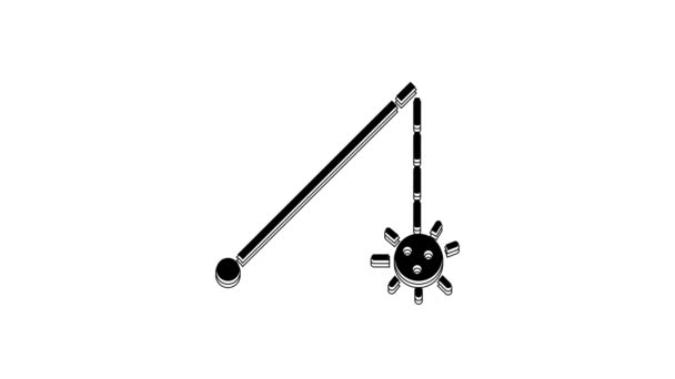 Black Medieval Chained Mace Ball Icon Isolated White Background Medieval — Stock videók
