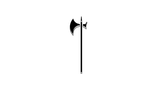 Black Medieval Halberd Icon Isolated White Background Medieval Weapon Video — Stock video