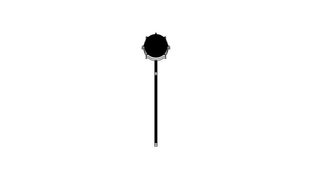 Black Medieval Chained Mace Ball Icon Isolated White Background Medieval — Stock Video
