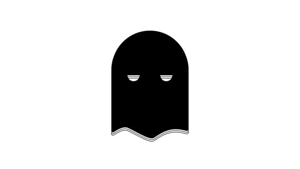 Black Executioner Mask Icon Isolated White Background Hangman Torturer Executor — Vídeo de Stock