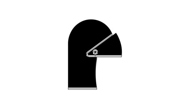 Black Medieval Iron Helmet Head Protection Icon Isolated White Background — 图库视频影像