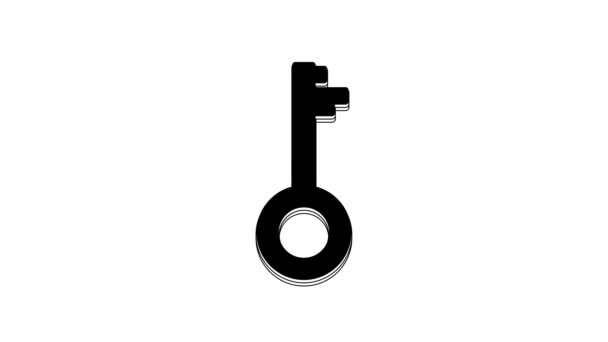 Black Old Key Icon Isolated White Background Video Motion Graphic — Wideo stockowe