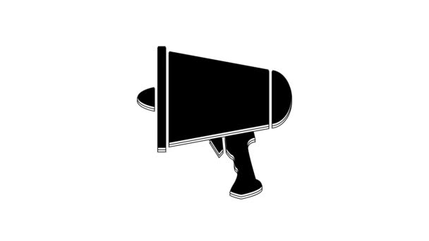 Black Spread Word Megaphone Icon Isolated White Background Video Motion — Stock videók
