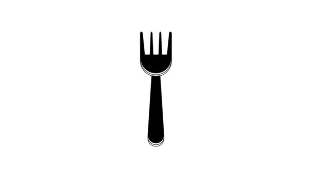 Black Disposable Plastic Fork Icon Isolated White Background Video Motion — Stockvideo