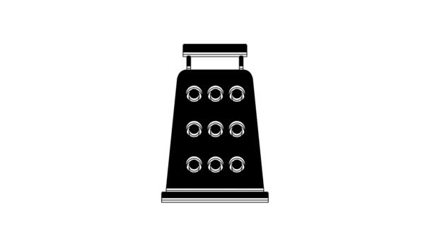 黒グレーのアイコンは白の背景に隔離されています 台所のシンボル 調理器具 かわいいサインだ 4Kビデオモーショングラフィックアニメーション — ストック動画
