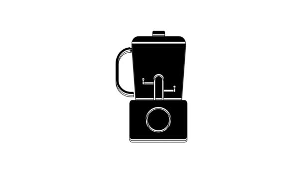 Black Blender Icon Isolated White Background Kitchen Electric Stationary Blender — Stock Video