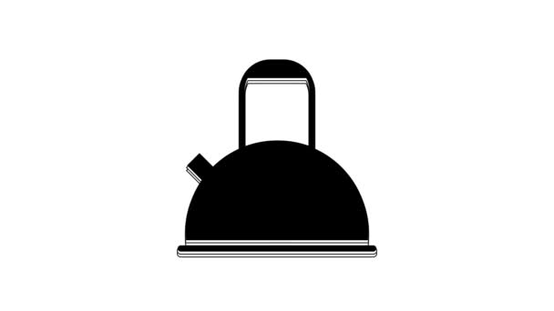 Чорний Кетл Ручним Іконом Ізольованим Білому Тлі Ікона Чайника Відеографічна — стокове відео