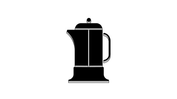 Black French Press Icon Isolated White Background Video Motion Graphic — Video