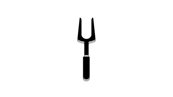 Black Barbecue Fork Icon Isolated White Background Bbq Fork Sign — Stock Video