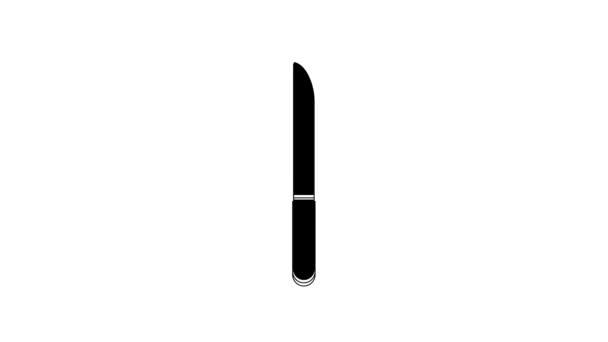 Icona Black Knife Isolata Sfondo Bianco Posate Simbolo Animazione Grafica — Video Stock