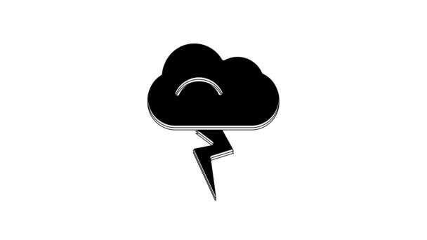 Icona Black Storm Isolata Sfondo Bianco Nuvole Fulmini Icona Meteo — Video Stock