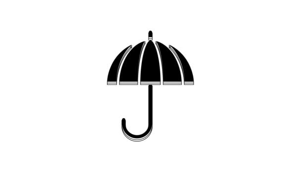 Czarny Classic Elegancki Otwarty Ikona Parasol Odizolowany Białym Tle Symbol — Wideo stockowe