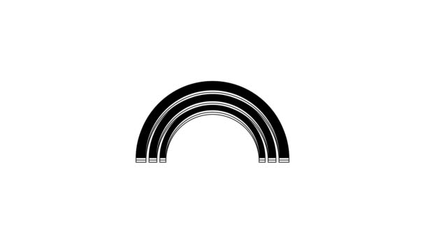 Schwarzes Regenbogen Symbol Isoliert Auf Weißem Hintergrund Video Motion Grafik — Stockvideo