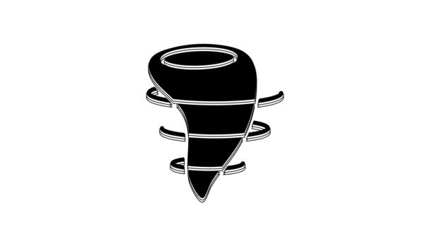 Icono Tornado Negro Aislado Sobre Fondo Blanco Animación Gráfica Vídeo — Vídeo de stock