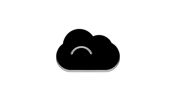 白い背景に黒い雲のアイコンが孤立しています 4Kビデオモーショングラフィックアニメーション — ストック動画