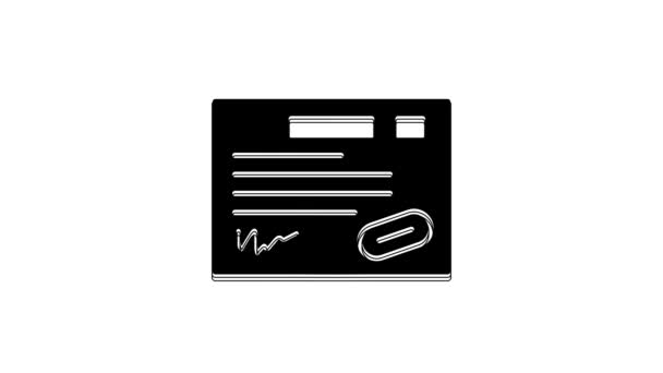 黑色保证证书模板图标隔离在白色背景上 4K视频运动图形动画 — 图库视频影像