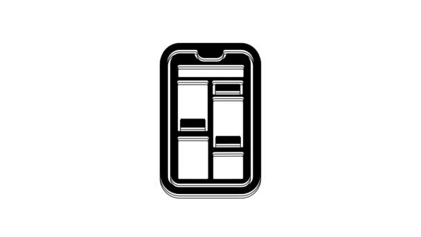 Black Online Shopping Mobile Phone Icon Isolated White Background Internet — Wideo stockowe