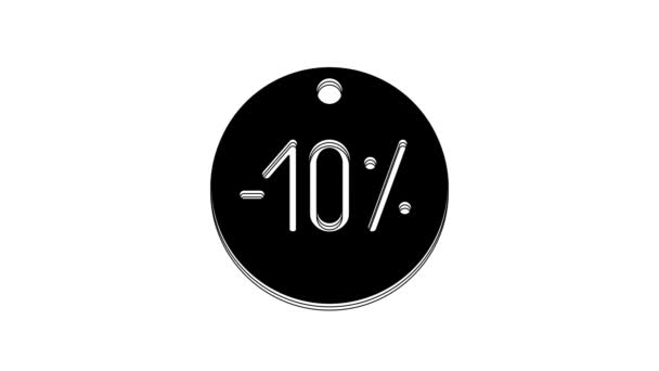 Черная Десятка Скидка Процент Значок Белом Фоне Вывеска Торговой Маркой — стоковое видео