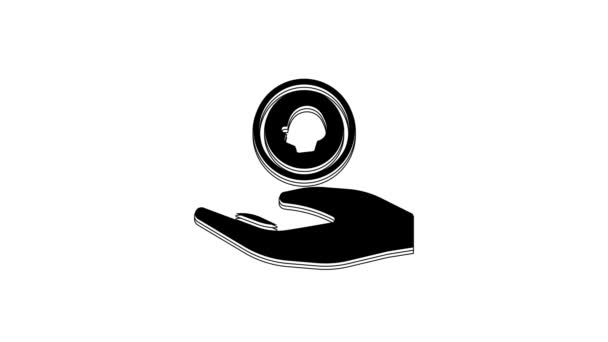 Black Hand Holding Coin Money Icon Isolated White Background Dollar — Video Stock