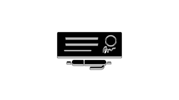 Black Blank Template Bank Check Pen Icon Isolated White Background — Stock videók